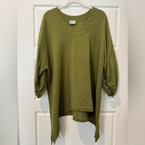 Oh My Gauze! Size L (3) Olive Green Cotton Blouse